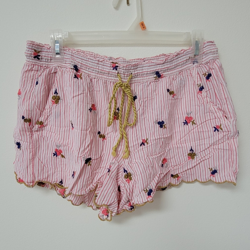 Anthropologie Floral Striped Pajama Shorts Size Medium